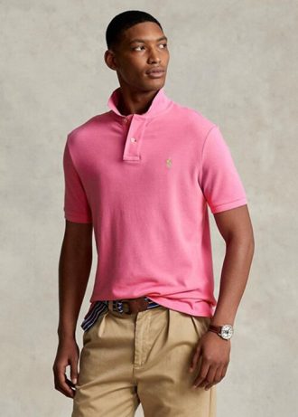 Pink Men’s Ralph Lauren Custom Slim Fit Mesh Polo Shirts