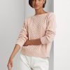 Pink Women’s Ralph Lauren Aran-Knit Cotton Boatneck Sweaters Pink Women’s Ralph Lauren Aran-Knit Cotton Boatneck Sweaters