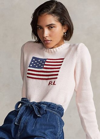 Pink Women’s Ralph Lauren Pink Pony Flag Cotton Sweaters