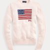 Pink Women’s Ralph Lauren Pink Pony Flag Cotton Sweaters Pink Women’s Ralph Lauren Pink Pony Flag Cotton Sweaters