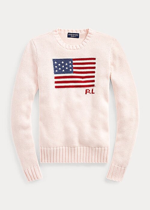 Pink Women’s Ralph Lauren Pink Pony Flag Cotton Sweaters Pink Women’s Ralph Lauren Pink Pony Flag Cotton Sweaters