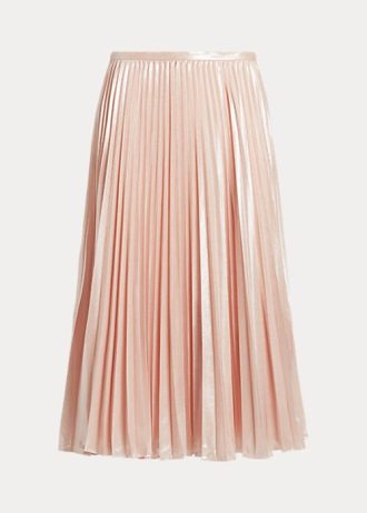 Pink Women’s Ralph Lauren Pleated Metallic Chiffon Skirts