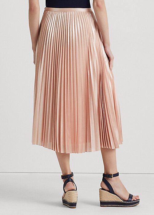Pink Women’s Ralph Lauren Pleated Metallic Chiffon Skirts Pink Women’s Ralph Lauren Pleated Metallic Chiffon Skirts