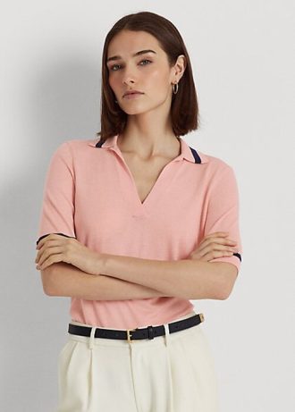 Pink Women’s Ralph Lauren Silk-Blend Short-Sleeve Sweaters