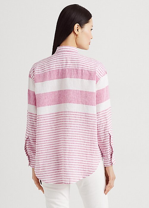 Pink Women’s Ralph Lauren Striped Oversize Linen Shirts Pink Women’s Ralph Lauren Striped Oversize Linen Shirts