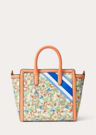 Prnt Khaki Mjcqrd/Portsid Women’s Ralph Lauren Monogram Jacquard Medium Tyler Tote Bags