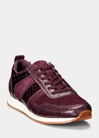 Purple Women’s Ralph Lauren Colten Embossed Leather & Suede Sneakers