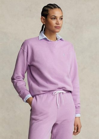 Purple Women’s Ralph Lauren Fleece Crewneck Pullover Sweatshirts