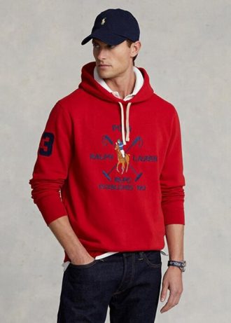 Red Men’s Ralph Lauren Big Polo Crest Fleece  Hoodie