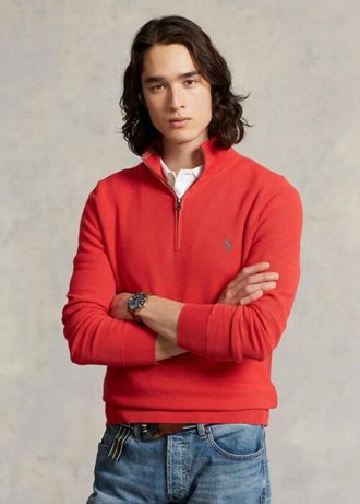 Red Men’s Ralph Lauren Mesh-knit Cotton Quarter-zip Jumper Sweaters Red Men’s Ralph Lauren Mesh-knit Cotton Quarter-zip Jumper Sweaters