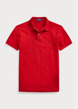 Red Men’s Ralph Lauren Slim Fit Mesh  Polo Shirts
