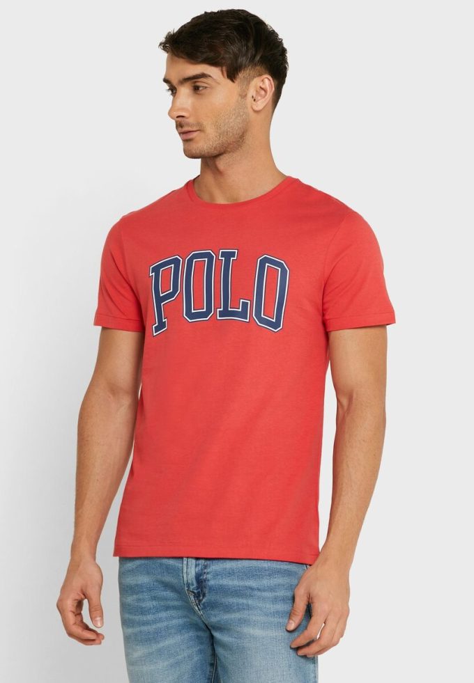 Red Men’s Ralph Lauren Slogan Crew Neck T Shirts