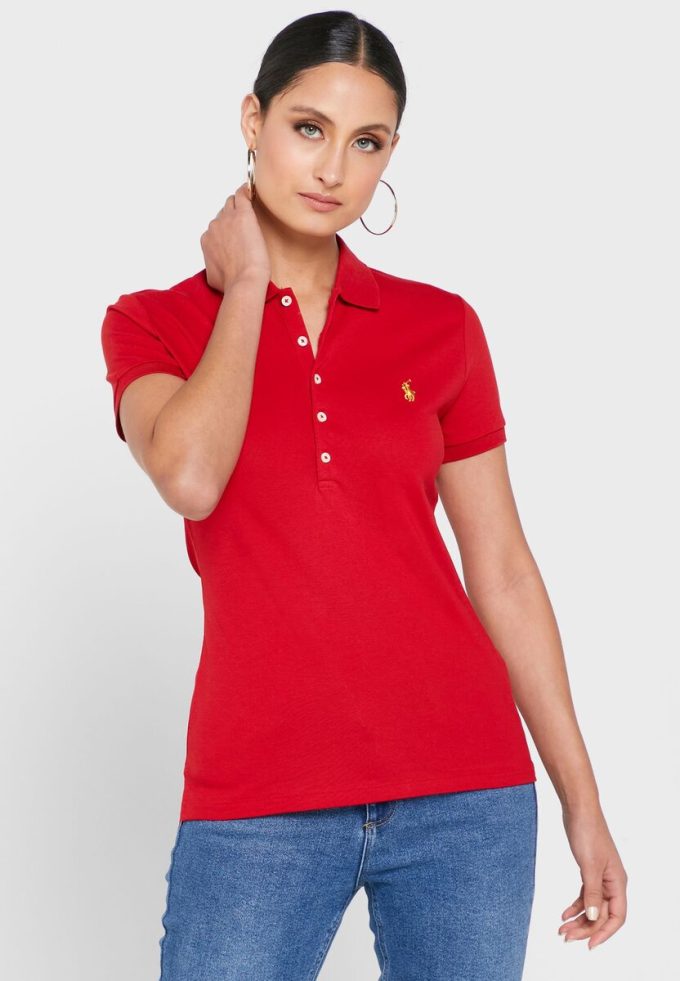Red Women’s Ralph Lauren Button Detail Shirt Polo Shirts Red Women’s Ralph Lauren Button Detail Shirt Polo Shirts