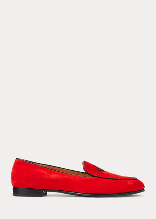 Red Women’s Ralph Lauren Laurel Embroidered Goat-Suede Loafers Red Women’s Ralph Lauren Laurel Embroidered Goat-Suede Loafers