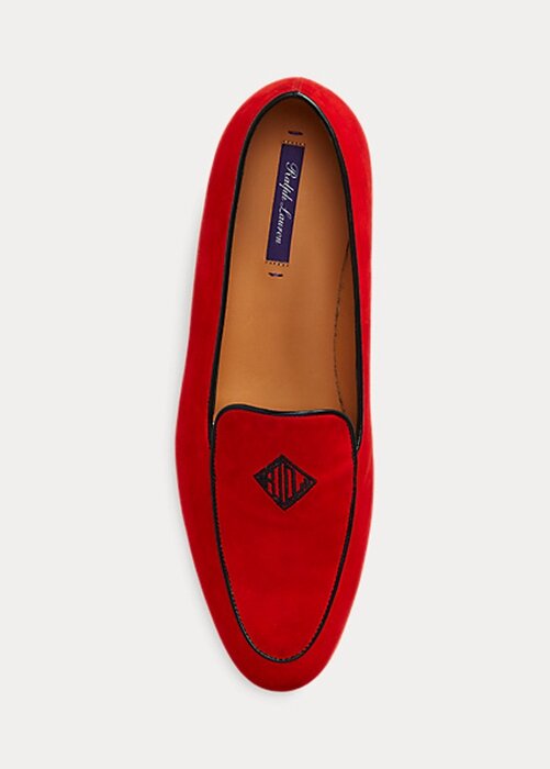 Red Women’s Ralph Lauren Laurel Embroidered Goat-Suede Loafers Red Women’s Ralph Lauren Laurel Embroidered Goat-Suede Loafers