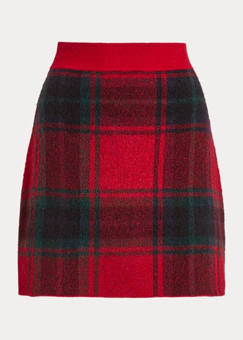 Red Women’s Ralph Lauren Plaid Alpaca-Blend Skirts Red Women’s Ralph Lauren Plaid Alpaca-Blend Skirts