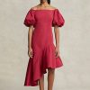 Red Women’s Ralph Lauren Ruffled Asymmetrical Taffeta Gown Dress