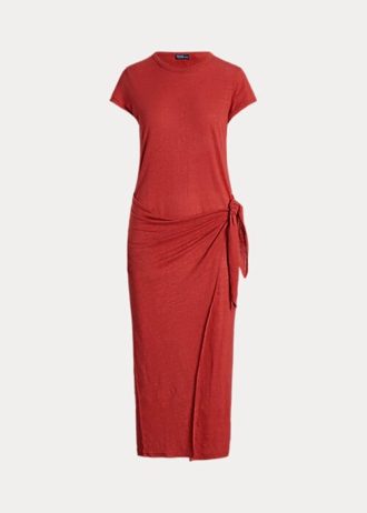 Red Women’s Ralph Lauren Tie-Detail Linen Jersey Dress