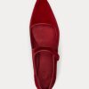 Red Women’s Ralph Lauren Velvet Mary Jane Pointed Flat Shoes