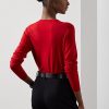 Red Women’s Ralph Lauren Wool Long-Sleeve V-Neck Sweaters
