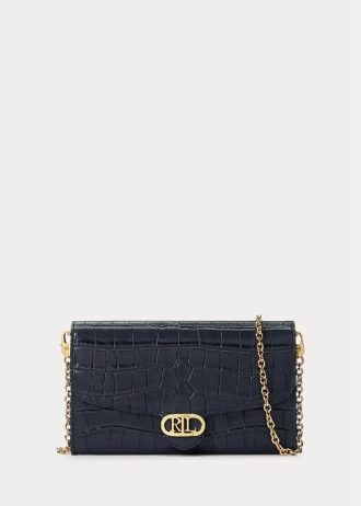 Refined Navy Women’s Ralph Lauren Embossed Leather Medium Adair Crossbody Bags