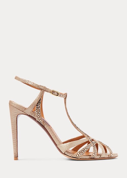 Rose Gold Women’s Ralph Lauren Wells Embellished Suede & Leather Sandals Rose Gold Women’s Ralph Lauren Wells Embellished Suede & Leather Sandals