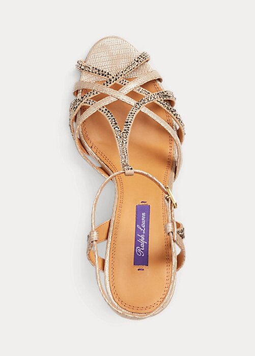 Rose Gold Women’s Ralph Lauren Wells Embellished Suede & Leather Sandals Rose Gold Women’s Ralph Lauren Wells Embellished Suede & Leather Sandals