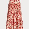 Rose Women’s Ralph Lauren Print Satin Pleated A-line Midi Skirts Rose Women’s Ralph Lauren Print Satin Pleated A-line Midi Skirts