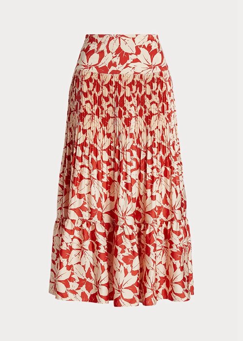 Rose Women’s Ralph Lauren Print Satin Pleated A-line Midi Skirts Rose Women’s Ralph Lauren Print Satin Pleated A-line Midi Skirts
