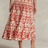 Rose Women’s Ralph Lauren Print Satin Pleated A-line Midi Skirts Rose Women’s Ralph Lauren Print Satin Pleated A-line Midi Skirts