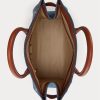 Sunset Indigo Wash/Lauren Women’s Ralph Lauren Leather-Trim Denim Large Devyn Tote Bags Sunset Indigo Wash/Lauren Women’s Ralph Lauren Leather-Trim Denim Large Devyn Tote Bags