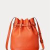Sunset Orange Women’s Ralph Lauren Leather Medium Bellport Bucket Bags