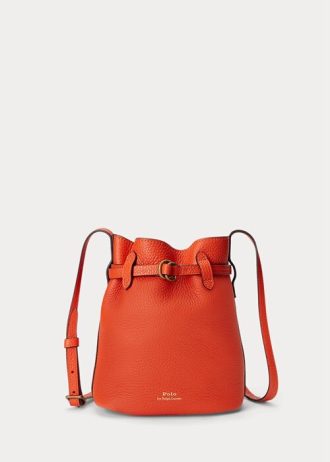 Sunset Orange Women’s Ralph Lauren Leather Small Bellport Bucket Bags