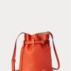 Sunset Orange Women’s Ralph Lauren Leather Small Bellport Bucket Bags