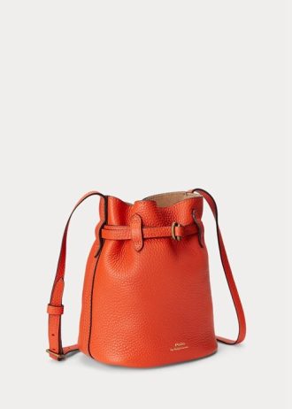 Sunset Orange Women’s Ralph Lauren Leather Small Bellport Bucket Bags
