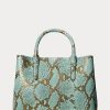 Turquoise Women’s Ralph Lauren Faux-Snakeskin Medium Marcy Satchel Bags