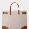 Vanilla/Lauren Tan Women’s Ralph Lauren Canvas Large Devyn Tote Bags