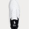 White / Black Men’s Ralph Lauren Court Leather Low-Top Sneakers