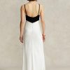 White / Black Women’s Ralph Lauren Contrast Satin Sleeveless Gown Dress