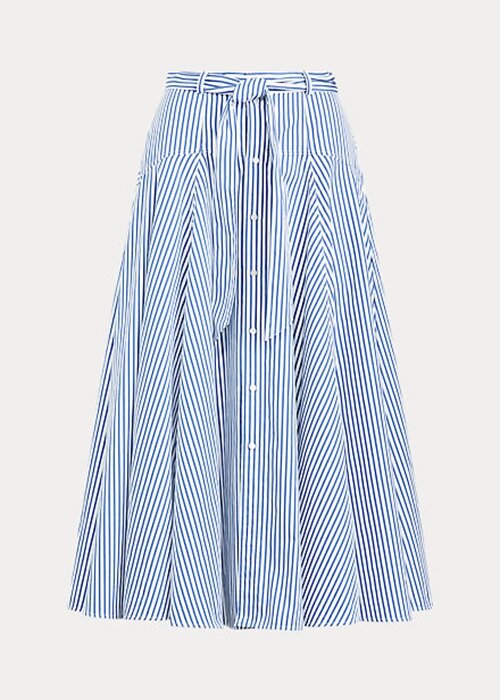 White / Blue Women’s Ralph Lauren Striped Cotton A-Line Skirts White / Blue Women’s Ralph Lauren Striped Cotton A-Line Skirts