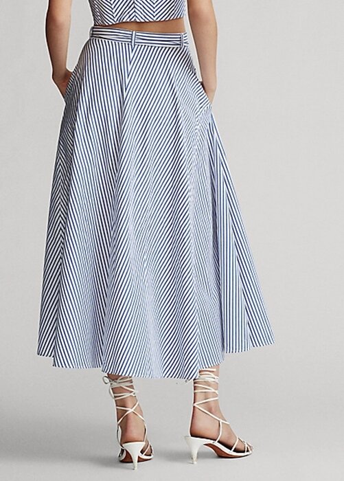 White / Blue Women’s Ralph Lauren Striped Cotton A-Line Skirts White / Blue Women’s Ralph Lauren Striped Cotton A-Line Skirts