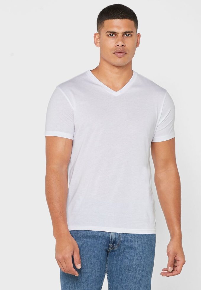 White Men’s Ralph Lauren 2 Pack Essential V- Neck T Shirts