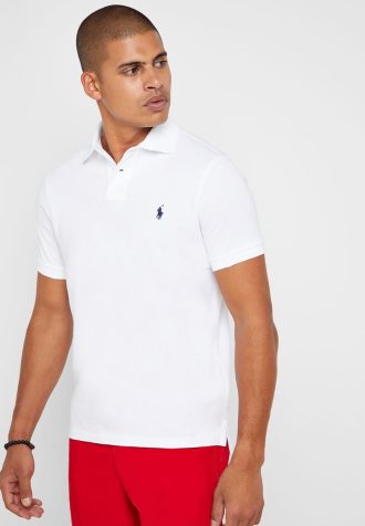 White Men’s Ralph Lauren Basic Mesh Polo Shirts