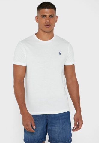 White Men’s Ralph Lauren Chest Logo Crew Neck T Shirts