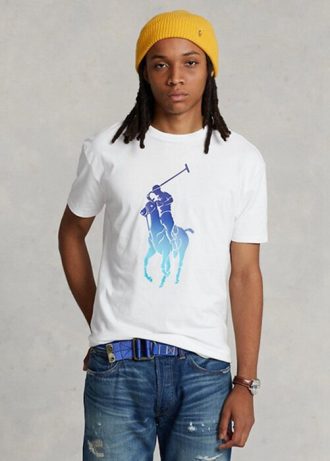 White Men’s Ralph Lauren Classic Fit Big Pony Jersey T Shirts