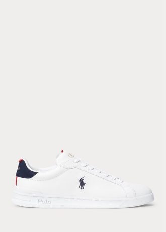 White Men’s Ralph Lauren Heritage Court II Leather Sneakers White Men’s Ralph Lauren Heritage Court II Leather Sneakers