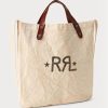 White Men’s Ralph Lauren Logo Canvas Market Tote Bags White Men’s Ralph Lauren Logo Canvas Market Tote Bags
