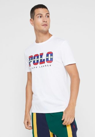 White Men’s Ralph Lauren Logo Crew Neck T Shirts