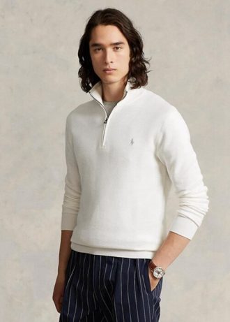 White Men’s Ralph Lauren Mesh-knit Cotton Quarter-zip Jumper Sweaters White Men’s Ralph Lauren Mesh-knit Cotton Quarter-zip Jumper Sweaters