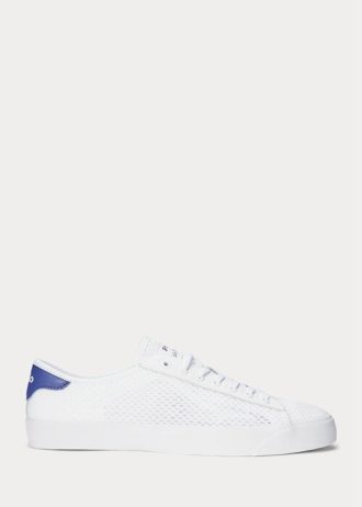 White Men’s Ralph Lauren Nelson Leather-Trim Mesh Sneakers